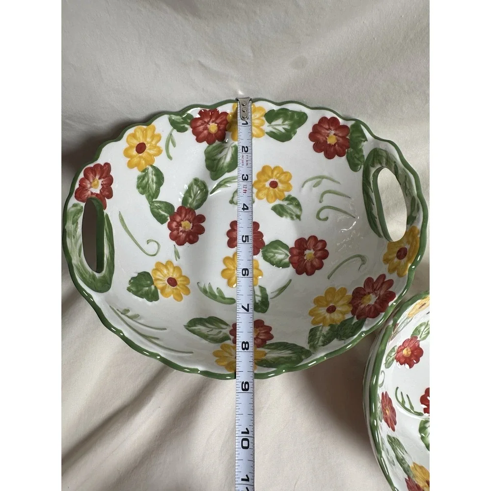 Temp-tations by Tara Floral Embroidery‎ Handled Nesting Serving Bowls Set of 2